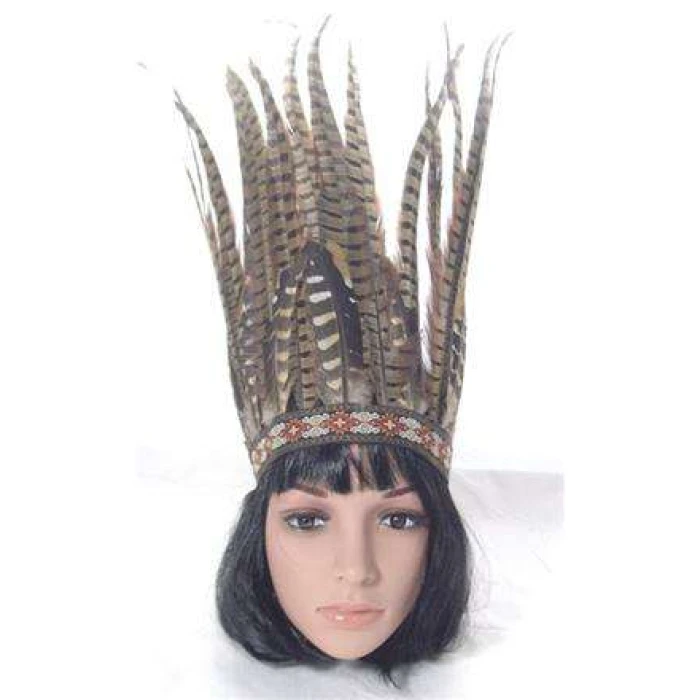 Large Brown Feather Headdress - Image 1