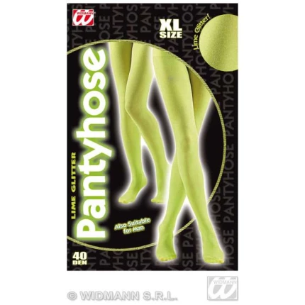 Lime Green Glitter Tights XL