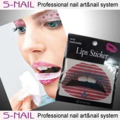 Lip Tattoo- Red & White Lines