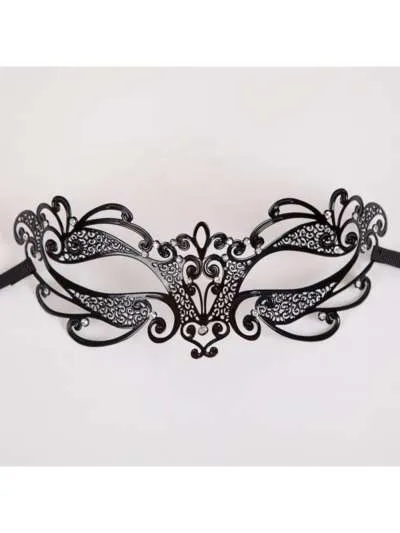 Metal Laser Cut Eye Mask - Black Diamantes Mask Laser cut