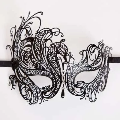 Metal Laser Cut Eye Mask - Black Diamantes Laser cut and hand made