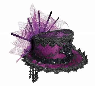 Mini Lace Hat Hair Clips - Purple