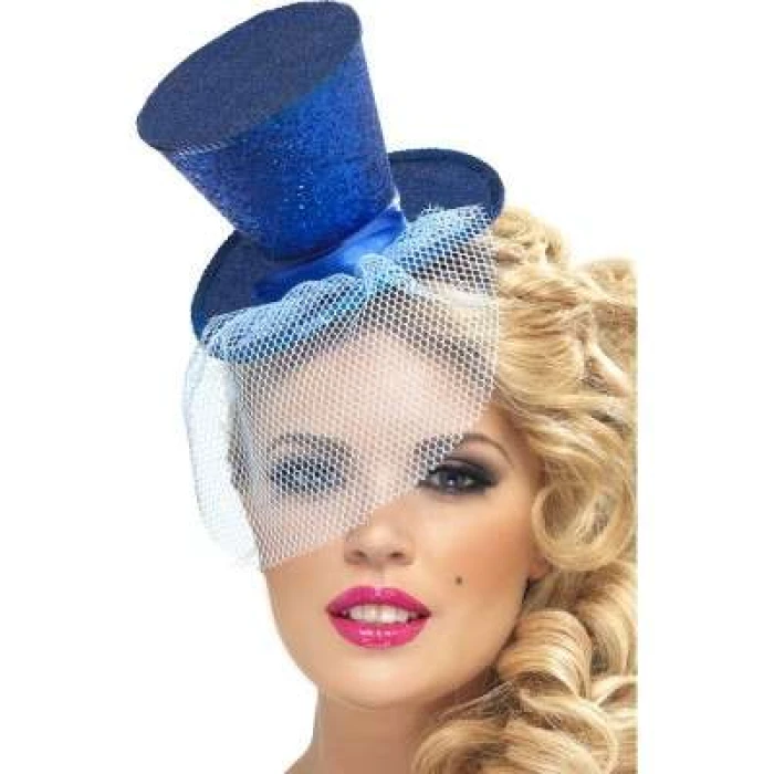 Mini Top Hat on Headband- Blue - Image 1