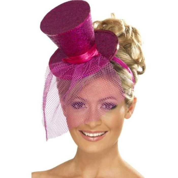 Mini Tophat On H/band - Hot Pink - Image 1