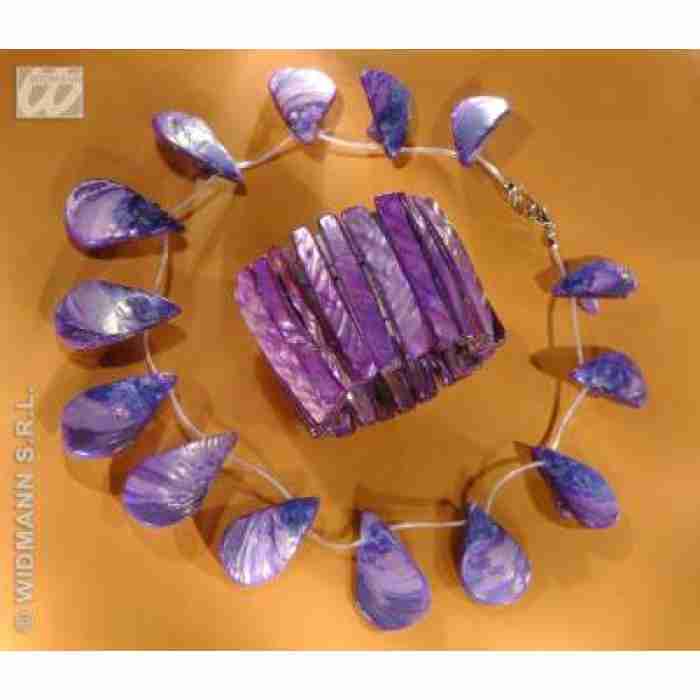 Mother of Pearl Shell Necklace and Bracelet Dark Purple 2407WB