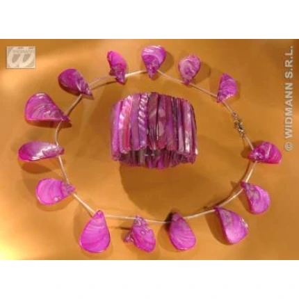 Mother of Pearl Shell Necklace and Bracelet - Magenta