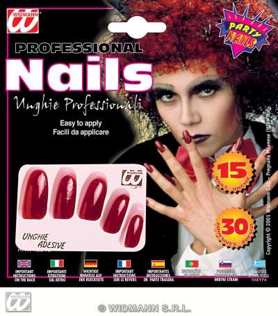 Nails Set of 15 Red Extra Long 4524U