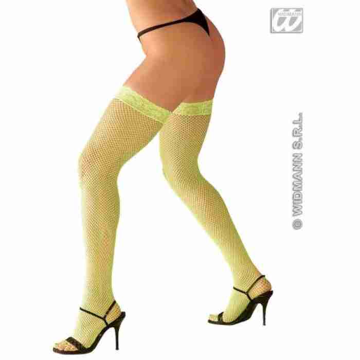 Neon Lace Top Fishnet Thigh Highs 4749F d