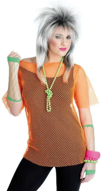 Neon Orange Mesh Top - Adult