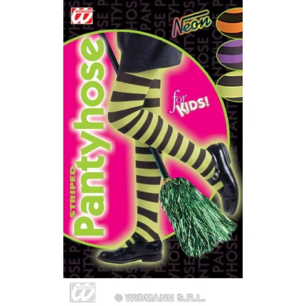 Neon Striped Pantyhose - Orange