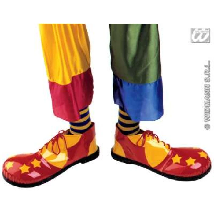 Pair of Professional Clown Shoes with Heavy Duty Sole - Maroon-Yellow - Image 1