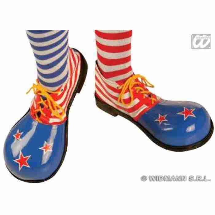 Pair of Professional Clown Shoes with Heavy Duty Sole Red Blue White img