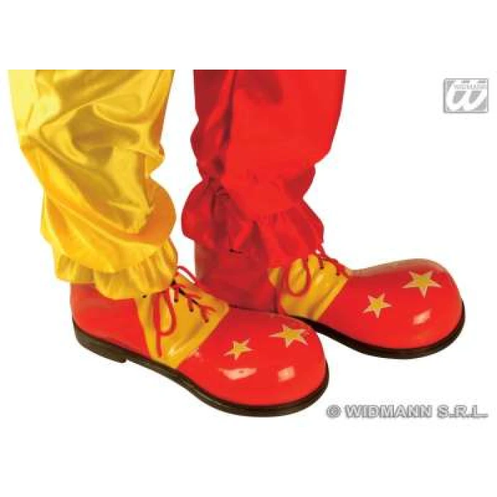 Pair of Professional Clown Shoes with Heavy Duty Sole - Red-Yellow - Image 1