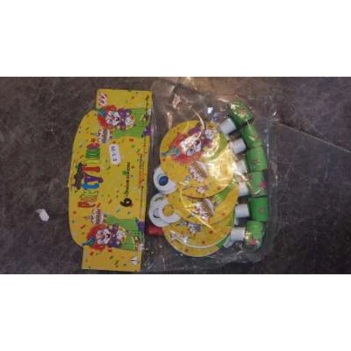 Party Pack - 6 Sounding Blowouts- Party Time Yellow Clown - Image 1