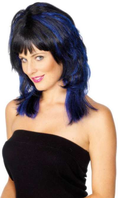 Party Wig - Black and Blue
