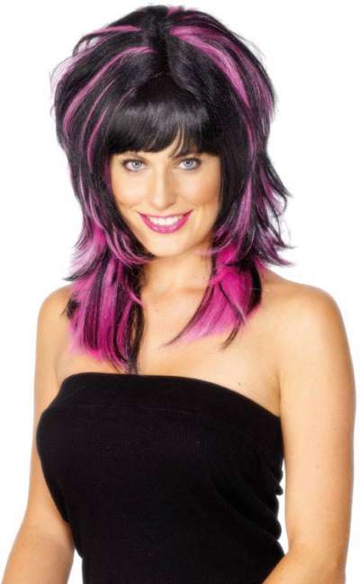 Party Wig - Black and Pink