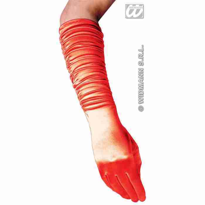 Plisse Satin Gloves Red 3431SA