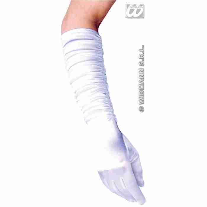 Plisse Satin Gloves White 3431SB