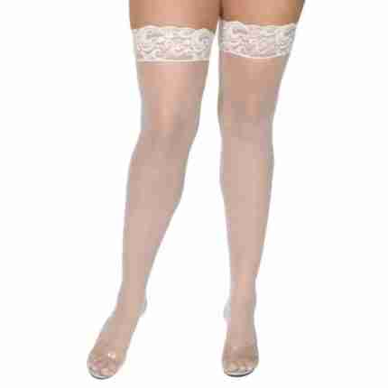 Plus Size Thigh High Stockings White 30394