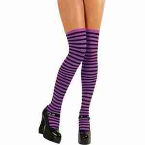 Purple Black Candystripe Thigh Highs ts7072