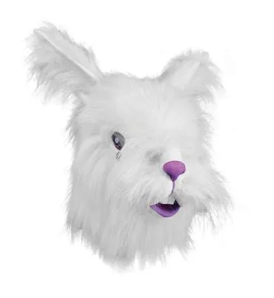 Rabbit Mask + White Fur Overhead Mask