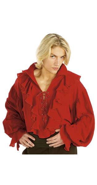 Red Linen Pirate and Renaissance Shirt 1155