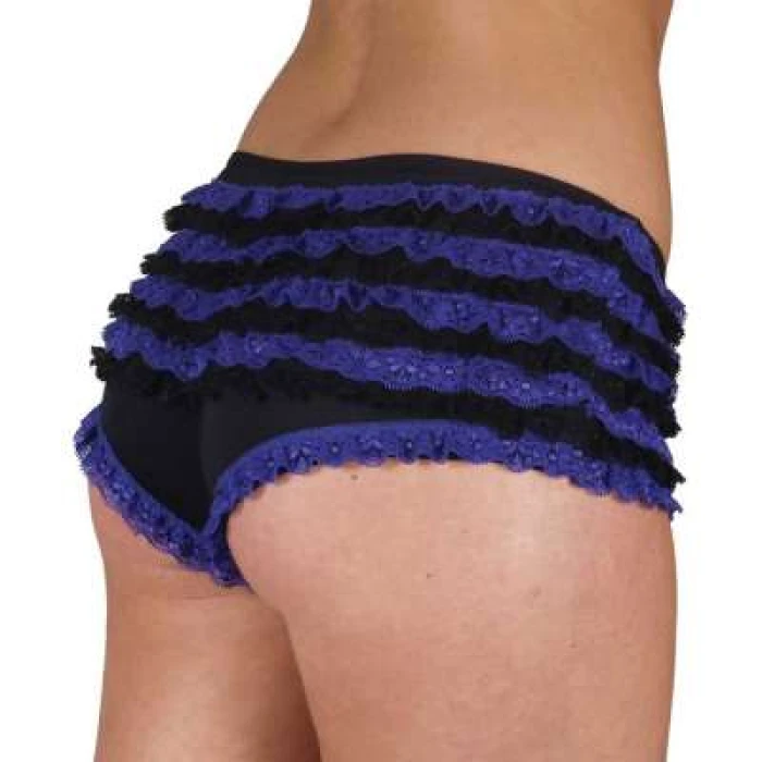 Ruffle Pants - Black/ Purple - Image 1