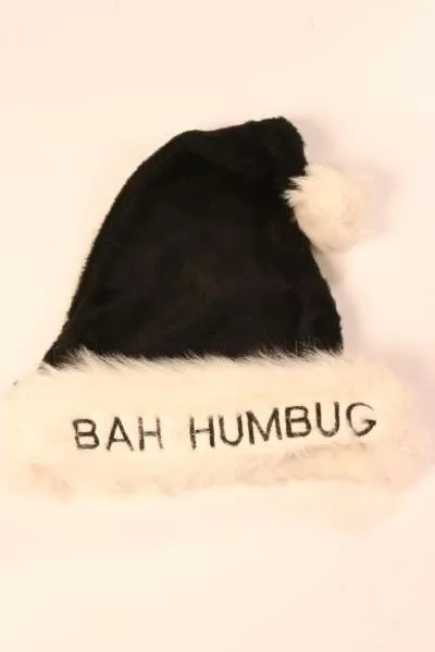 Santa Hat - Black w/ Fur Trim