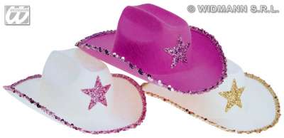 Sequin Felt Cow Boy Hat with Star White Gold 2561S a img