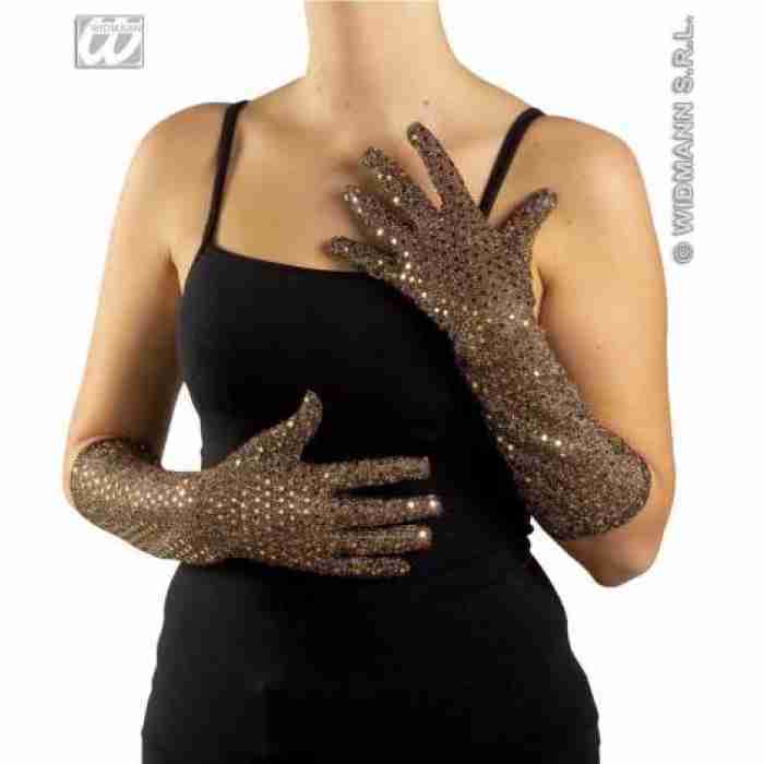 Sequin Gloves Brown 3448S