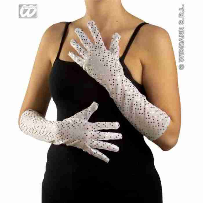 Sequin Gloves White 3449ED