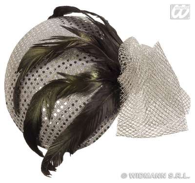 Sequin Trimmed Chicago Felt Hats with Feathers Silver 2544P b img