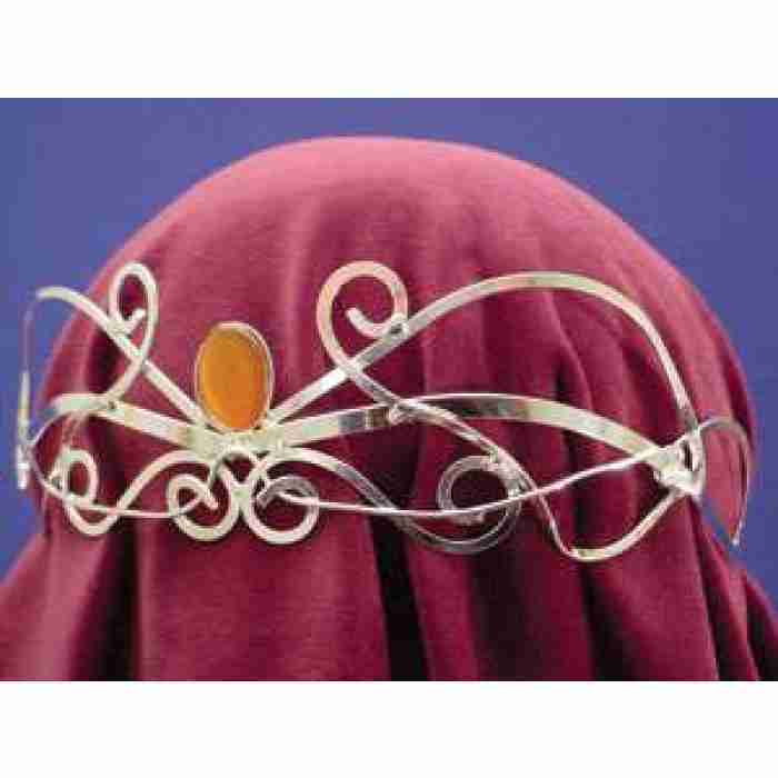 Silver Weave Circlet Orange Stone img ..