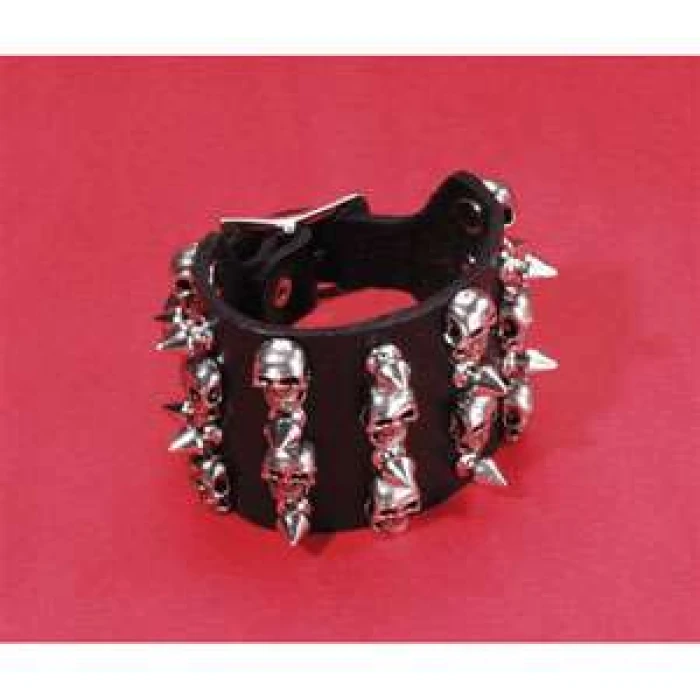 Skull & 14 Pin Punk Bracelet - Image 1