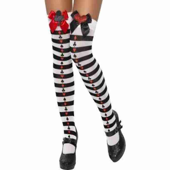 Stockings Black White Striped w Bow 21086smif