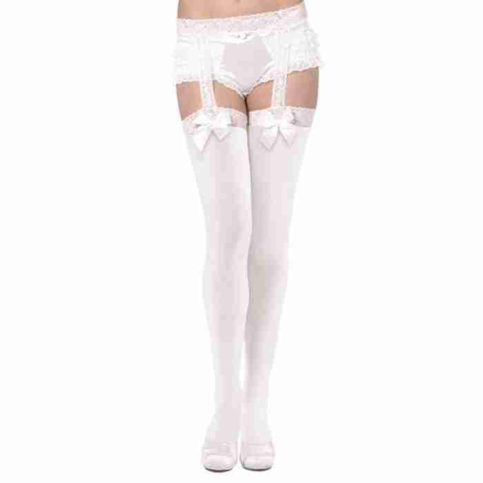 Stockings White Thigh High with Garter 30397