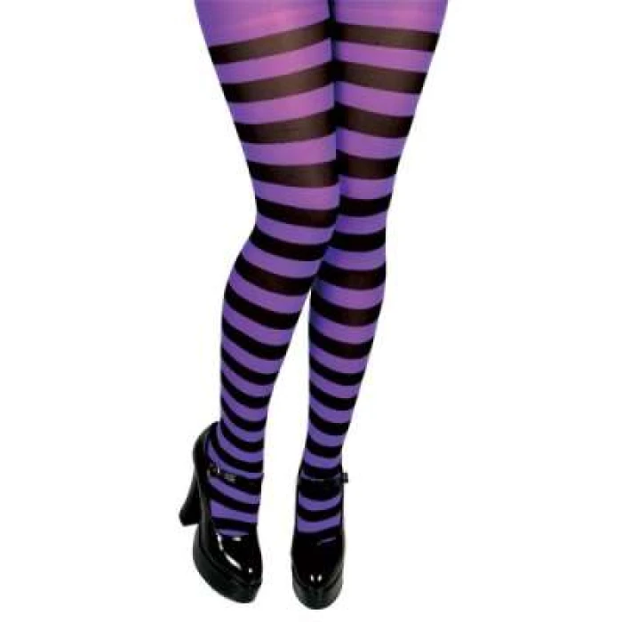 Striped Tights- Purple & Black - Image 1