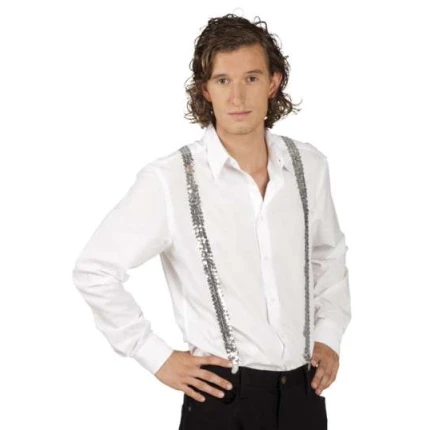 Suspenders- Silver Sequin