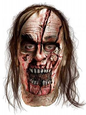 The Walking Dead Zombie Man Split Head Latex Mask 68437
