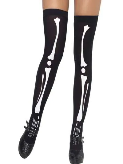 Thigh High Stockings- Skeleton Print