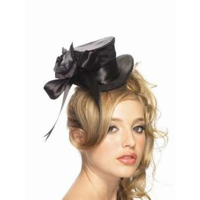 Top Hat - Satin w/ Flower & Bow Accent - Image 1