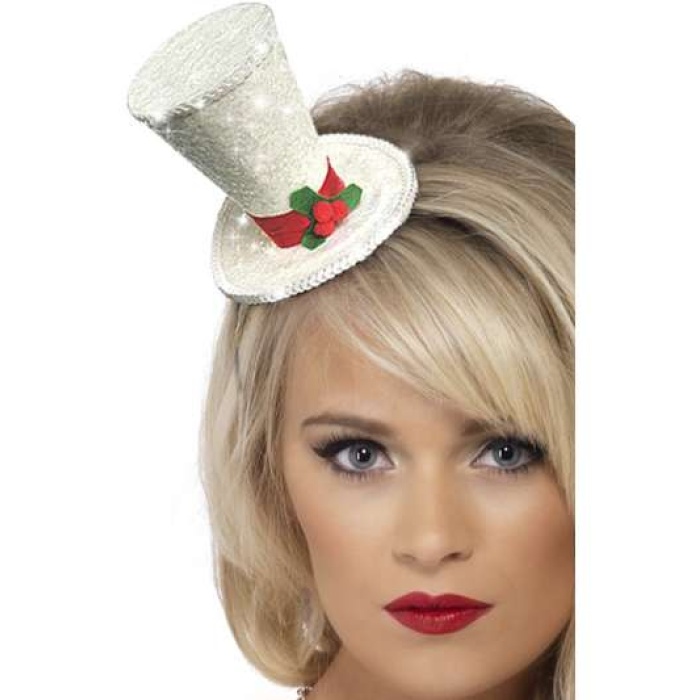 Top Hat on Headband Christmas White 22046 Img