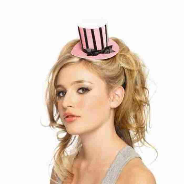 Velvet Striped Clip On Top Hat1