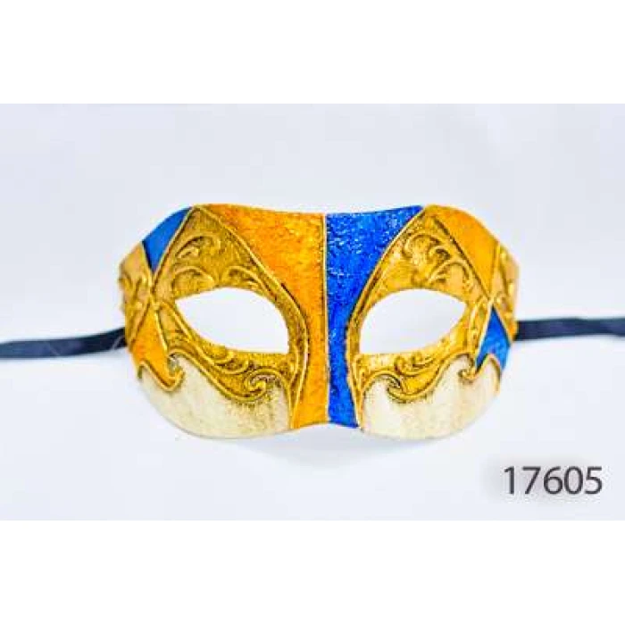 Venetian Eye Mask - Gold Blue Yellow - Image 1