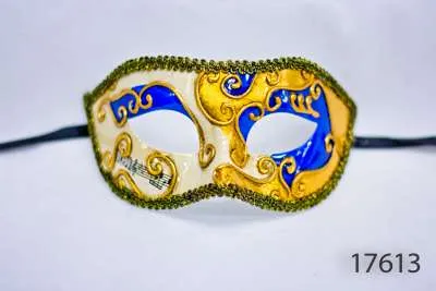 Venetian Eye Mask - Blue Gold And White