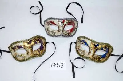 Venetian Eye Mask - Red White And Gold Blue