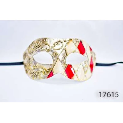 Venetian Eye Mask - Gold White Red