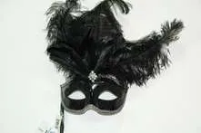 Venetian Mask w/ Stick - Black