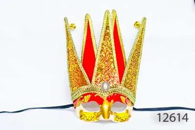 Venetian Royal Court Jester Mask - Red & Gold