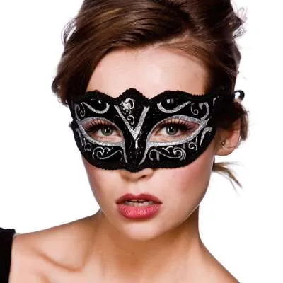 Verona Eyemask -Black and Silver Glitter